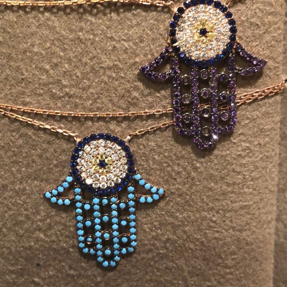 Hamsa925 necklace with cz